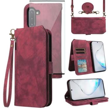 Imagem de Asuwish Capa de celular para Samsung Galaxy Note 10 5G carteira celular com protetor de tela de vidro temperado alça transversal alça flip porta-cartão de crédito slot Note10 notas 10s Ten Not S10