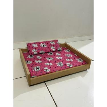 Imagem de Cama Pet Duquesa Luxo Conforto para Cachorros e Gatos Estrutura MDF Tecido Algodão Travesseiro Incluso