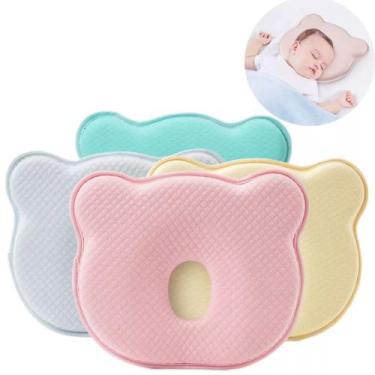 Imagem de Travesseiro Bebe Anatômico Plagiocefalia Anti Cabeça Chata Respirável 