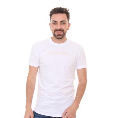 Imagem de Camiseta Calvin Klein Masculina Basic Lux Logo Branca, XL/GG