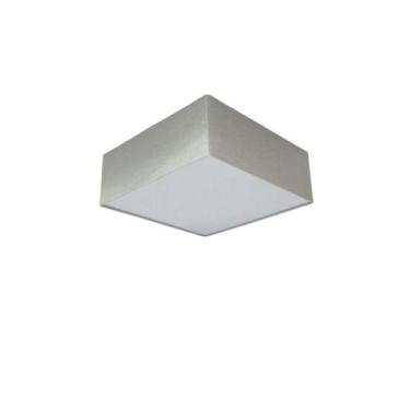 Imagem de Plafon Quadrado Md-3000 Cúpula em Tecido 25x25cm Rústico Cinza - Bivol