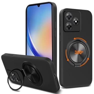 Imagem de Nijiadi Compatível com capa de telefone Black-View Wave 8/Wave 8C/Oscal Flat 2/Oscal Flat 2C, suporte de anel giratório de 360° Suporte/suporte de silicone TPU Silm Fit Capa protetora à prova de