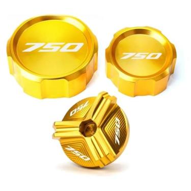 Imagem de Tampa de enchimento de óleo da tampa do reservatório de freio dianteiro traseiro da motocicleta compatível com Z750 Z 750 Z750S 2005 2006 2007 2008 2009 2010 2011 2012 (3-ouro)