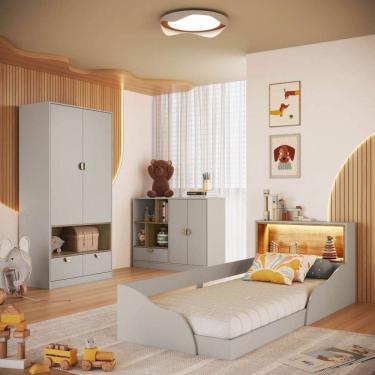 Imagem de Quarto Infantil Completo Montessoriana Lille 4 Porta 3 Gavetas com Led Arenas - Art In...