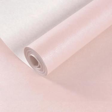 Imagem de ESSMOKO Papel de parede moderno estilo nórdico seda não tecido papel de parede não autoadesivo quarto sala de estar escritório fundo decoração adesivo rosa claro 53 * 950 cm