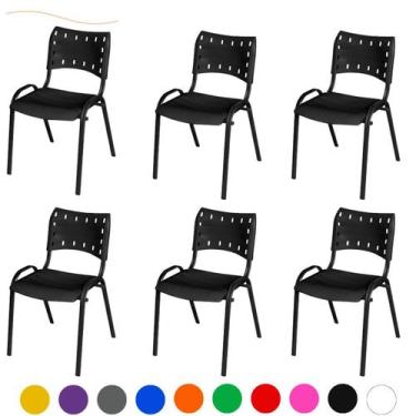 Imagem de Kit com 6 Cadeiras Iso Fixa Plástico Polipropileno Empilhável Igreja E