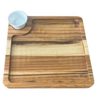 Imagem de Tábua com Ramekin 30ml Petisqueira 22,5cm Teca Zanline Aperitivos Frio