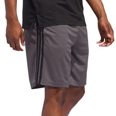 Imagem de Short Masculino Adidas 3 Listras AEROREADY Cinza/Preto, Cinza, Preto, 