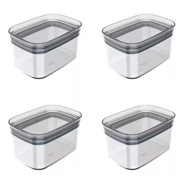 Imagem de Kit 04 Pote Organizador Hermetico Block Retangular - 0,65L