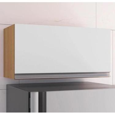 Imagem de Armário Aéreo Geladeira Cozinha Andréia 1 Porta 60 cm Amendôa/Branco A