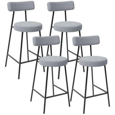 Imagem de Kit 04 Banquetas Baixa Para Cozinha Sala De Jantar Bar Bancada Milão L