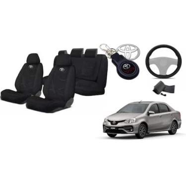 Imagem de Kit Estofado Personalizado Capas Tecido Etios 16-22 + Volante + Chavei