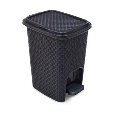 Imagem de Lixeira 7L Rattan Com Pedal Preta Arqplast