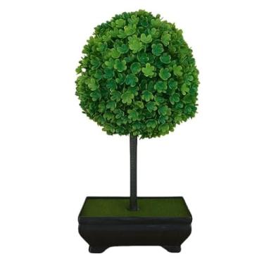 Imagem de Bonsai Artificial de Pinheiro, Planta Decorativa Realista para Escritório, Mesa e Sala(BOLA DE NEVE VASO ESCURO)