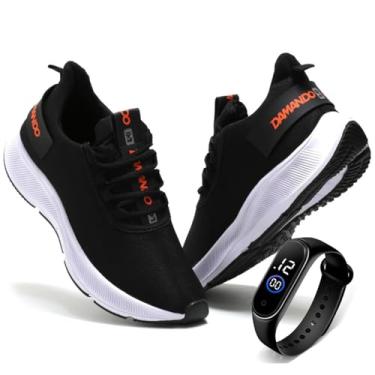 Imagem de Tenis Masculino Esportivo Leve Confortavel Corrida CrossFit + Relógio (PTO/LAR, BR, Adulto, Numérico, 41)