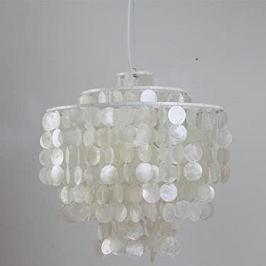Imagem de Lustre de cristal, lustre contemporâneo de metal branco E27, luminária pendente estilo concha, carrilhão de vento, luminária suspensa nórdica para sala de estar, quarto, personalidade, hotel
