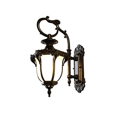 Imagem de Luminária de parede externa à prova d'água, luminária de parede de vidro retrô para jardim, arandela de metal, luminária de parede decorativa E27 para pátio de jardim (preto)