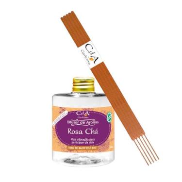 Imagem de Difusor Aromas Rosa Chá com Florais de Bach 350ml c/ 3 Varetas Fibra de Algodão