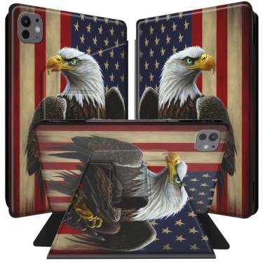Imagem de BPQOJB Capa inteligente para iPad Pro 13 polegadas 2024 M4 7ª geração com rotação de 360 graus de couro PU capa inteligente com hibernar/despertar automático para iPad Pro 13 polegadas 2024 - bandeira