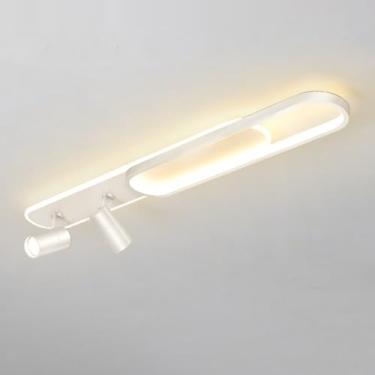 Imagem de Lustre longo de LED moderno com holofote, luminária de teto geométrica embutida, faixa linear próxima ao teto, lâmpada para quarto, sala de estar, cozinha e escritório 4000K