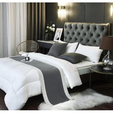 Imagem de Cachecol de cama de hotel, luxuoso, cor sólida, colchas, decorativo, macio, confortável, protetor de cama para quarto sem desbotamento, toalha de cama para solteiro, Queen, tamanho king, cinza||50 x