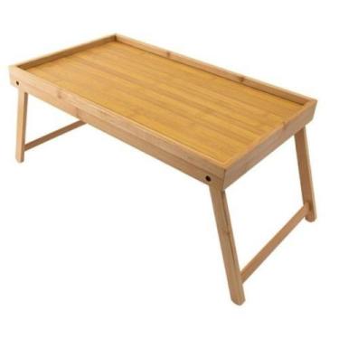 Imagem de Mesa De Café da Manhã Bandeja De Cama Servir Dobrável Bambu Notebook -