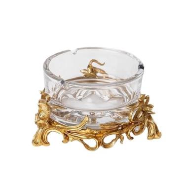 Imagem de Cinzeiro de ervas daninhas cinzeiro redondo de cobre puro, acessórios para casa, cinzeiro grande de luxo para sala de estar, ornamentos criativos cinzeiros para cigarros