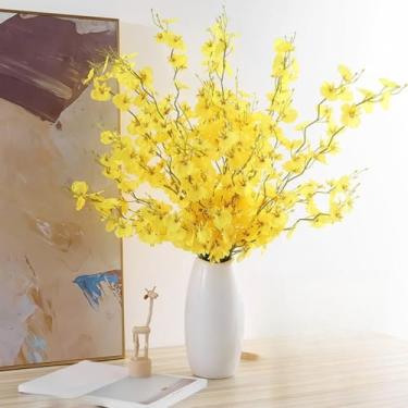 Imagem de Kit com 10 Galhos de Orquídea Chuva de Ouro Artificial – Flores Artificiais Grandes para Decoração de Casa, Casamento e Eventos 97cm(10 RAMO AMARELO【97CM】(50GARFO))