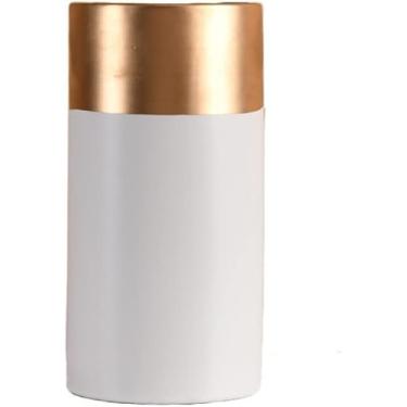 Imagem de CYYHGD Vasos de cerâmica criativos, estilo retrô, cilíndricos, Phnom Penh, vasos de grés decorativos com padrão geométrico moderno