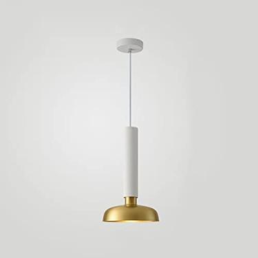 Imagem de YQSLQZZ Luzes de teto suspensas de cabeceira, lustre moderno dourado escovado para sala de jantar, luminária pendente de casa de fazenda com altura ajustável, luzes E27*1