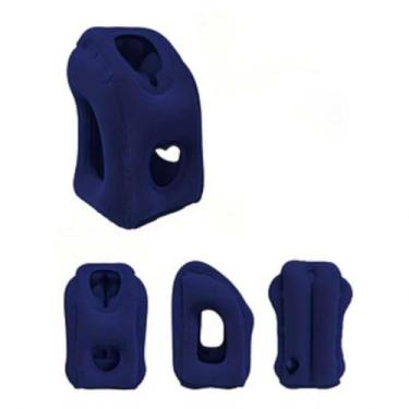 Imagem de Almofada inflável de viagem, almofada de suporte de pescoço, 50 x 35 cm, almofada de ar portátil com orifícios de ventilação, Azul, Large