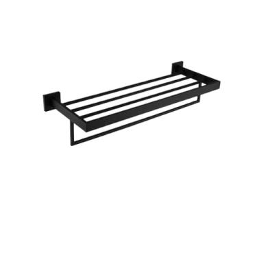 Imagem de Ferragens de banheiro preto fosco para banheiro toalheiro de aço inoxidável 304 suporte de papel higiênico suporte de sabão líquido barra de toalha vaso sanitário moderno (conjunto de 2 barras 60 cm