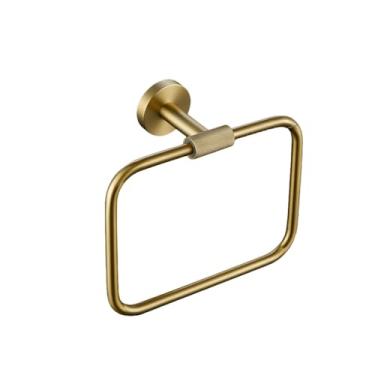 Imagem de Conjunto de acessórios de ferragens de banheiro kit de latão serrilhado dourado escovado anel barra de toalha anel de suporte de papel suporte de papel escova de vaso sanitário, kit, 45 (anel de