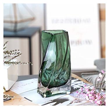 Imagem de Vaso de vidro geométrico criativo estilo europeu sala de estar planta de água arranjo de flores, vaso ornamentos de decoração de mesa vaso de decoração de casa (tamanho : CH) ()