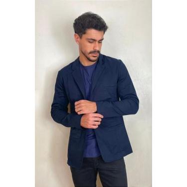 Imagem de Blazer Masculino Slim Fit de Sarja Azul Marinho - Tony Menswear, Azul 