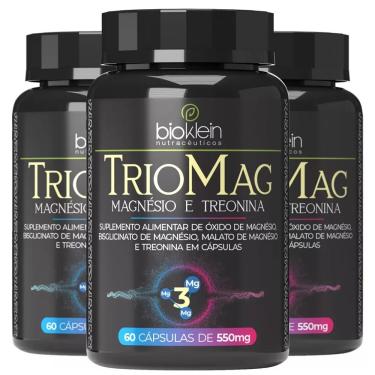 Imagem de Kit 03 TRIOMAG (Magnesio, L-Treonina, Bisglicinato de Magnesio, Malato de Magnesio) 550mg 60 Caps Bioklein