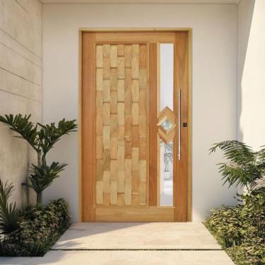 Imagem de Kit Porta de Madeira Pivotante 210x110cm Batente 14cm Fechadura 803 Ro