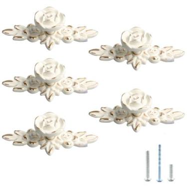 Imagem de  Tiradores para Cajones PDETVEO Vintage Rosa Europea Aleación de Zinc 