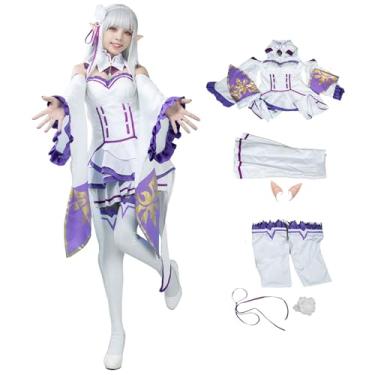 Imagem de Cosfun Vestido de elfo feminino Re Zero Emilia cosplay mp005757 (Ásia_Médio)