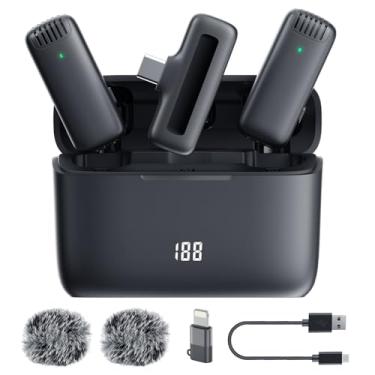 Imagem de Labstandard Microfone de lapela sem fio para iPhone, iPad, mini microfone de gravação de vídeo para entrevista, vídeo, podcast, Vlog, YouTube e transmissão ao vivo, redução de ruído, Plug & Play (J13