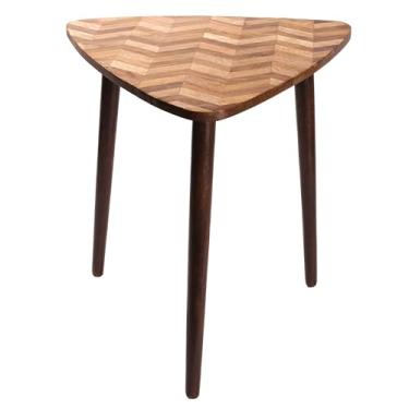 Imagem de Mesa de madeira com 3 pernas com design triangular de articulação de 53 x 55 cm - Mesa estilo para sala de design moderno, multiuso em casa, sala de estar e quarto, mesa de canto, mesa de centro, mesa lateral