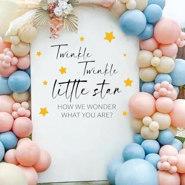 Imagem de JarThenaAMCS Twinkle Twinkle Little Star Gender Reveal Party Decal Sign Yellow Little Star Baby Shower Wall Stickers for He or She Balloon Arch Backdrop Photo Props
