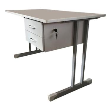 Imagem de Mesa Escrivaninha com Gavetas compacta 120x60cm Linha Standart Home Office Escritorio Estudos e Trabalho (Cristal)