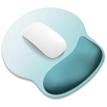 Imagem de ITNRSIIET Mouse pad ergonômico com descanso de pulso de espuma viscoelástica mais amplo + 17%, almofada curva reduz a pressão em 20%, alívio da dor, antiderrapante, suave, acessório de mesa de cor