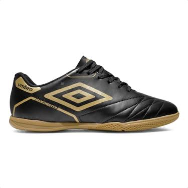 Imagem de Chuteira Futsal Umbro Manchester Masculina Indoor Solado Antiderrapante Confortável U01FB00459 (Preto/Dourado, BR, Adulto, Numérico, 42)