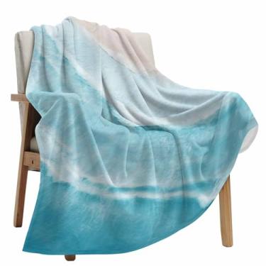 Imagem de Cobertor de lã de praia de verão, cobertor de flanela macio e aconchegante ondulado de água para sofá-cama, sofá, acampamento, litoral, náutico, todas as estações, use cobertores leves 101,6 x 127 cm