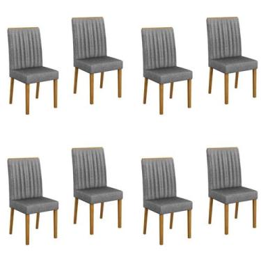 Imagem de Kit 8 Cadeiras para Sala de Jantar Pés em Madeira Maciça Mari - Valdem