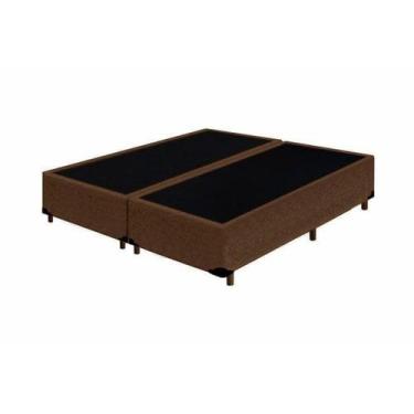 Imagem de Base Box Casal Bipartido Khouse Suede Marrom 40x138x188