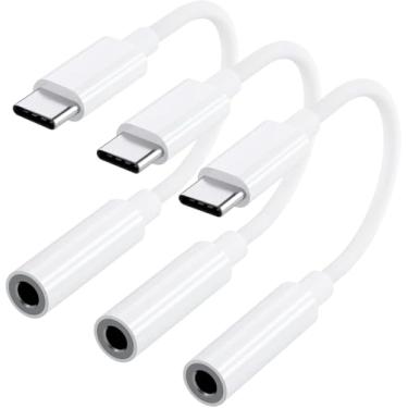 Imagem de Pacote com 3 adaptadores de fone de ouvido USB-C para áudio de 3,5 mm - HiFi compatível com iPhone 16 15 Galaxy S25 S24 S23 S22 S21 Plus Pro Max Ultra Pixel 9/8/7 - Adaptador tipo C para dongle