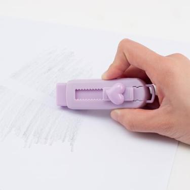 Imagem de Borracha de lápis com manga de plástico, retrátil deslizante, para desenho de escritório escolar (8,4 x 2,5 cm) roxo